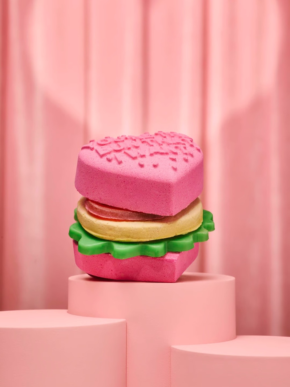 Lush Love Burger Red Gift Box with Pink Heart Accent